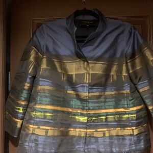 Lafayette 148 New York Blue and Gold Striped Blazer S
